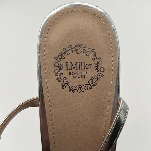 I. Miller silver rhinestone ankle strap low wedge heel sandals 7 M - Picture 5 of 8